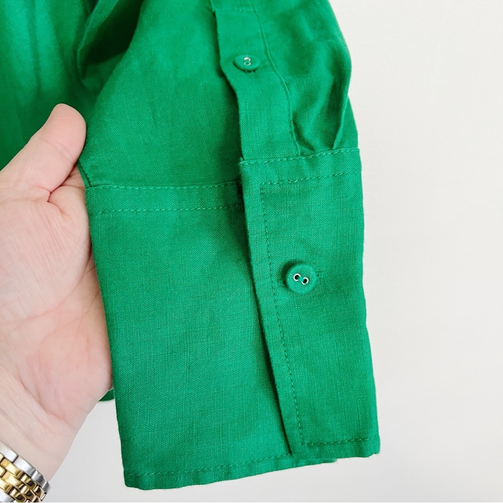 BOGO! Everlane Popover Shirt Flax Linen Grass Green Size Small - Picture 9 of 11